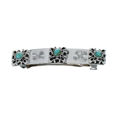 Navajo Sterling Silver Multi-stone Turquoise Hair Barrette NN20480